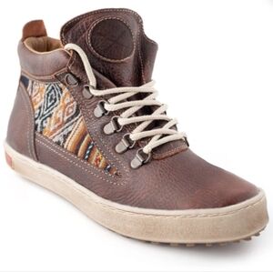 Inkkas Brown and Tan Patterned High-Top Sneakers